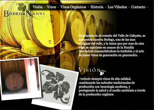 <b>Bodegas Nanni</b><br/>Sitio en Flash de esta prestigiosa bodega, productora de vinos org&aacute;nicos de altura en el valle de Cafayate.
