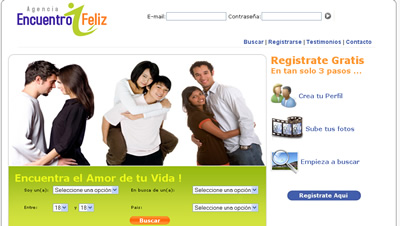 <b>Encuentro feliz</b> <br/>Portal en donde podes encontrar la persona que estas buscando