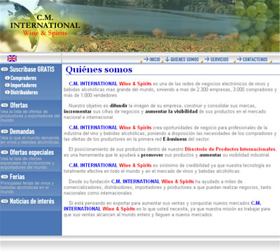 <b>International Wine & Spirits</b><br/>Portal E-business del sector del vino y bebidas alcoh&oacute;licas mundial. Recolectando ofertas y demandas mundiales en este rubro.